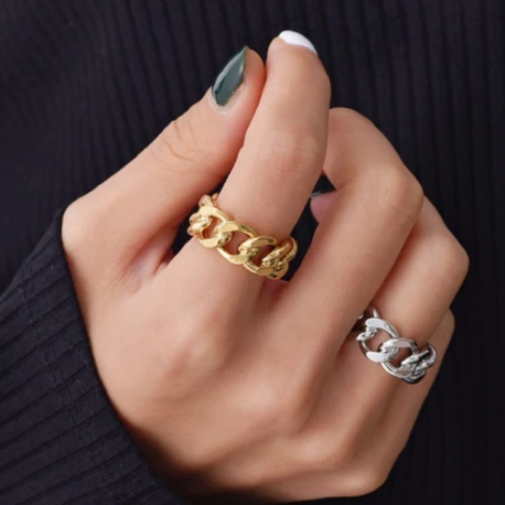 ⛓Minimalist ring gold plated chain ring - Picture 5 of 6